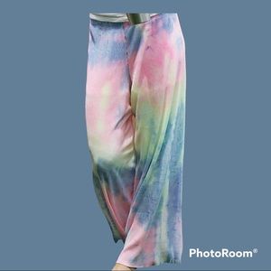 Multi color (as shown) Tie Die Wide leg pant with Lining
